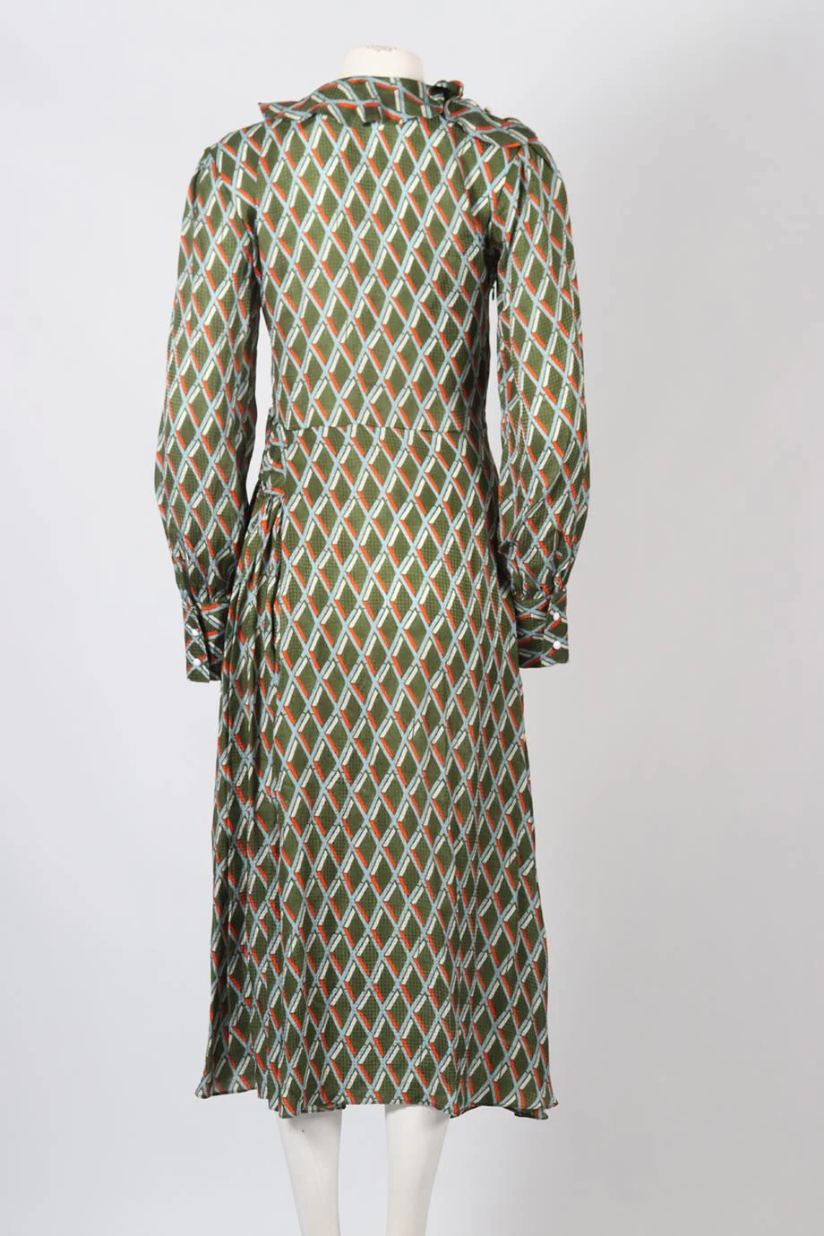 PREEN BY THORNTON BREGAZZI PRINTED SATIN MIDI DRESS SMALL - Image 4