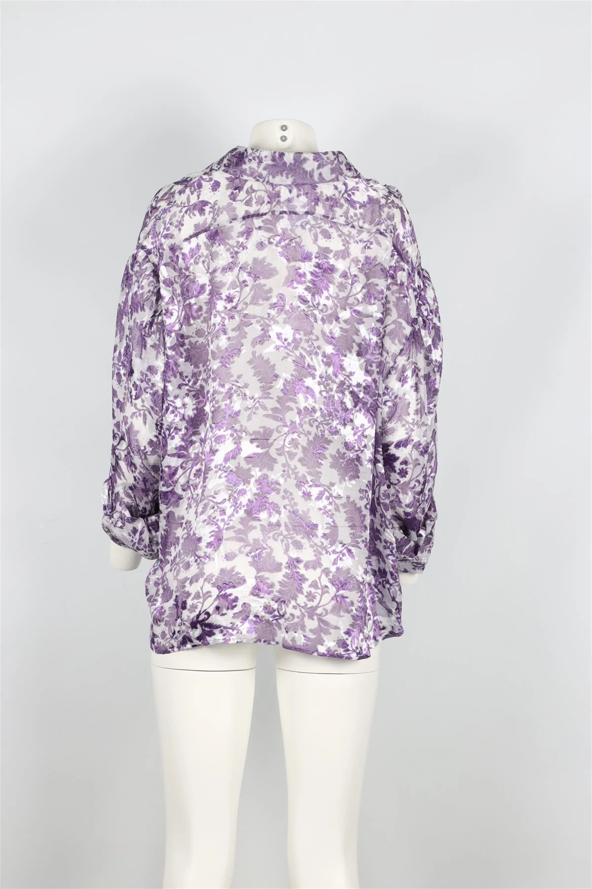 PREEN BY THORNTON BREGAZZI PURPLE AND WHITE SILK BLEND SHIRT SMALL - Image 4