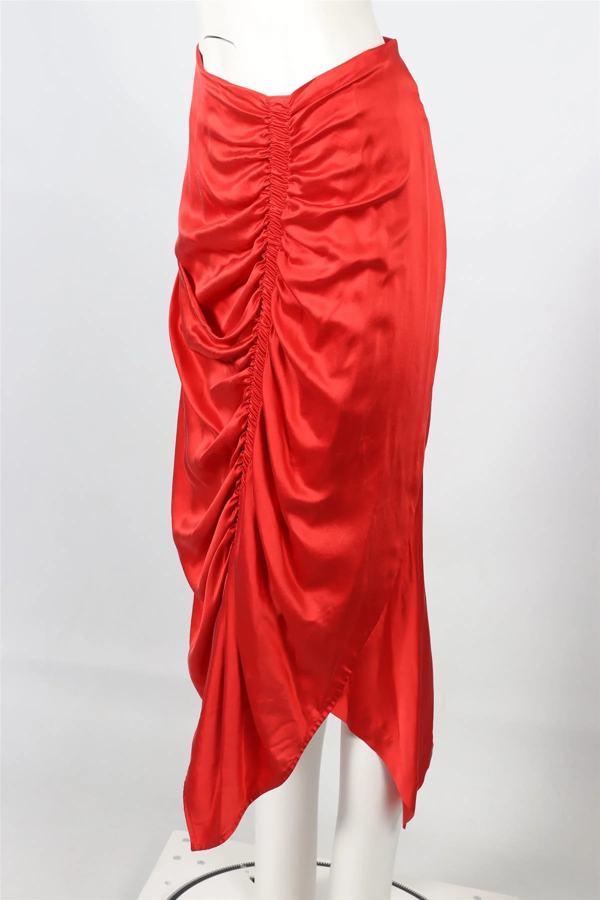 PREEN BY THORNTON BREGAZZI RED SILK MIDI SKIRT SMALL - Image 3