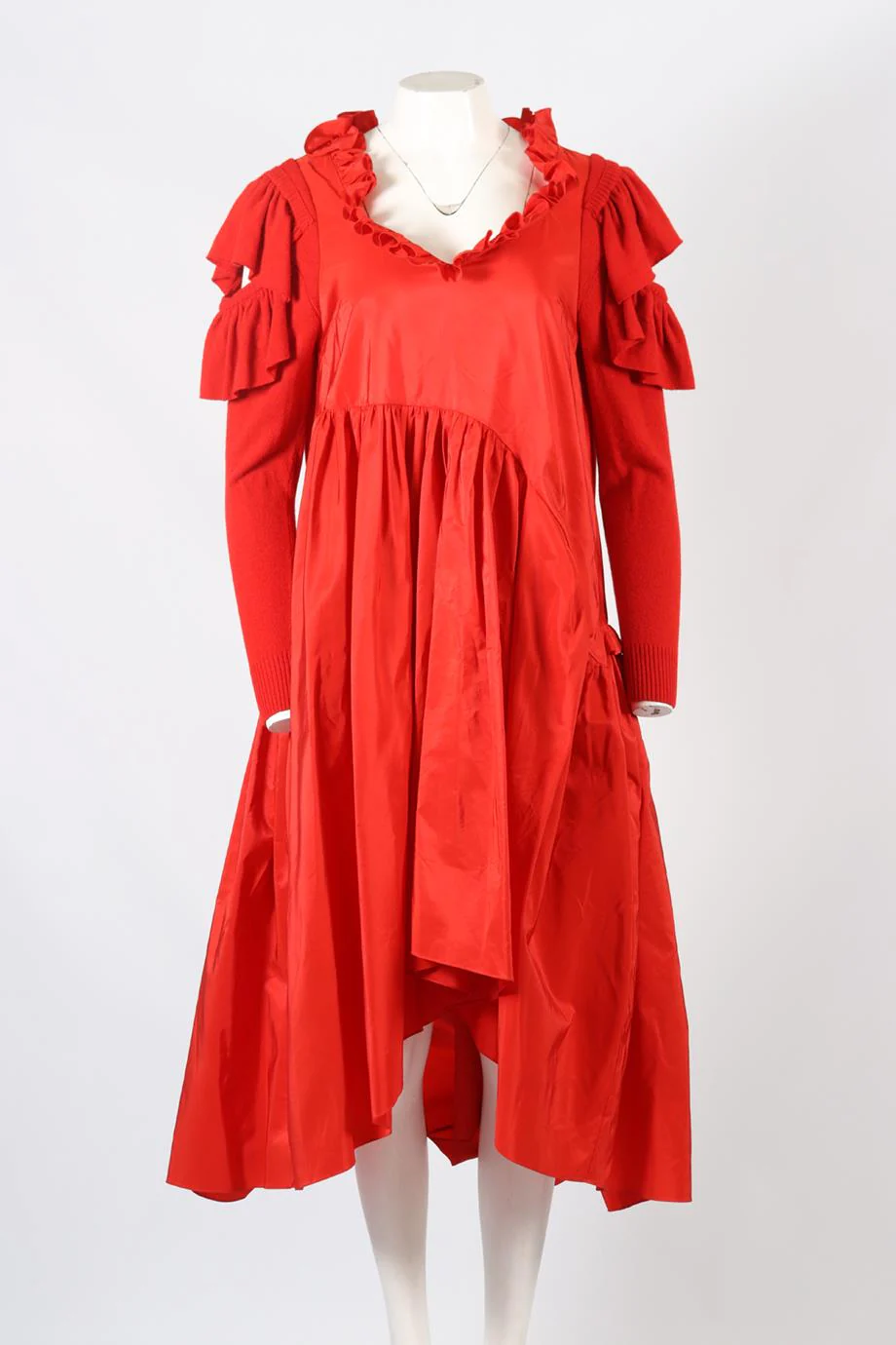 PREEN BY THORNTON BREGAZZI TAFFETA AND WOOL BLEND MAXI DRESS SMALL - Image 2