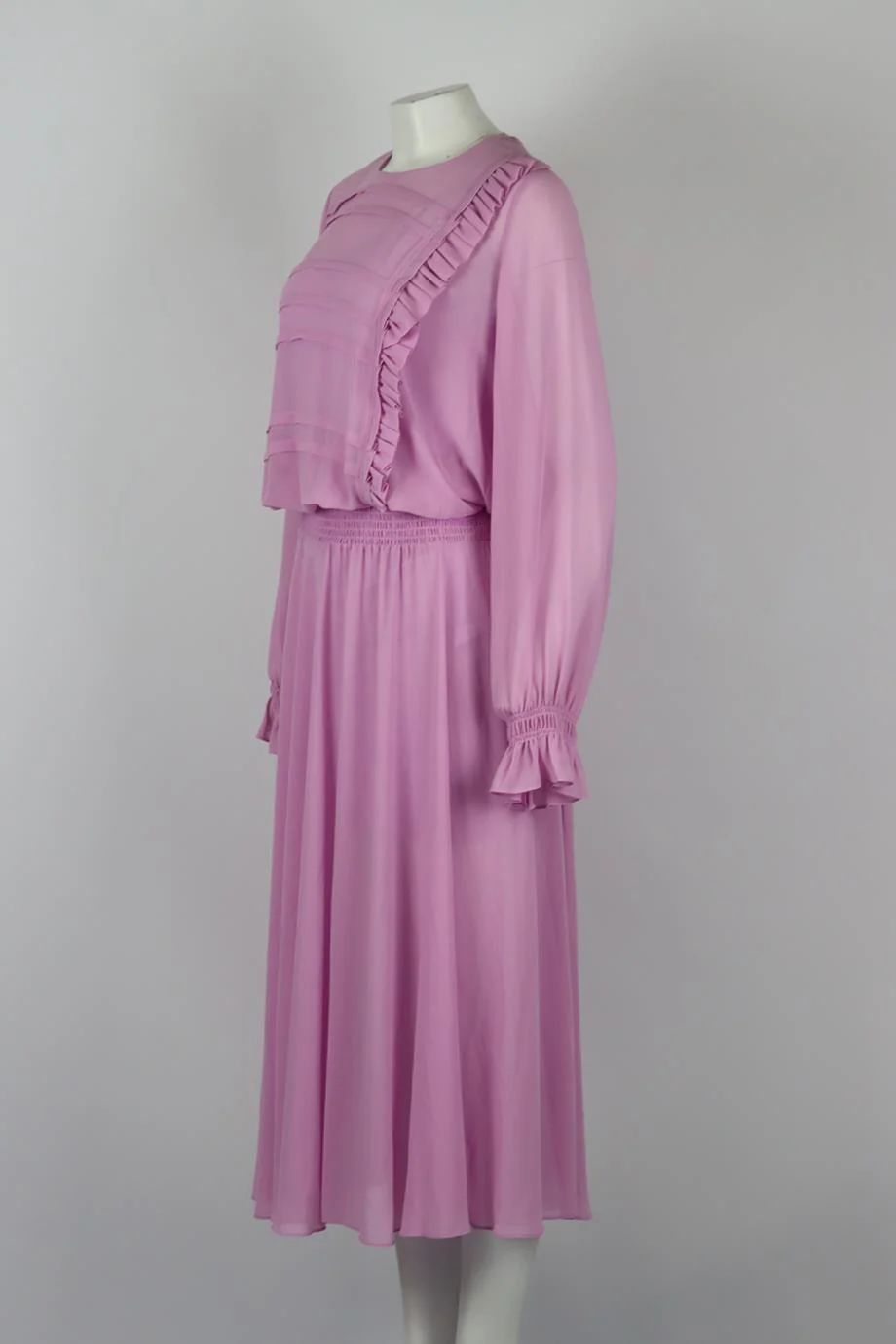 PREEN LINE BY THORNTON BREGAZZI SMOCKED CHIFFON MIDI DRESS MEDIUM - Image 3