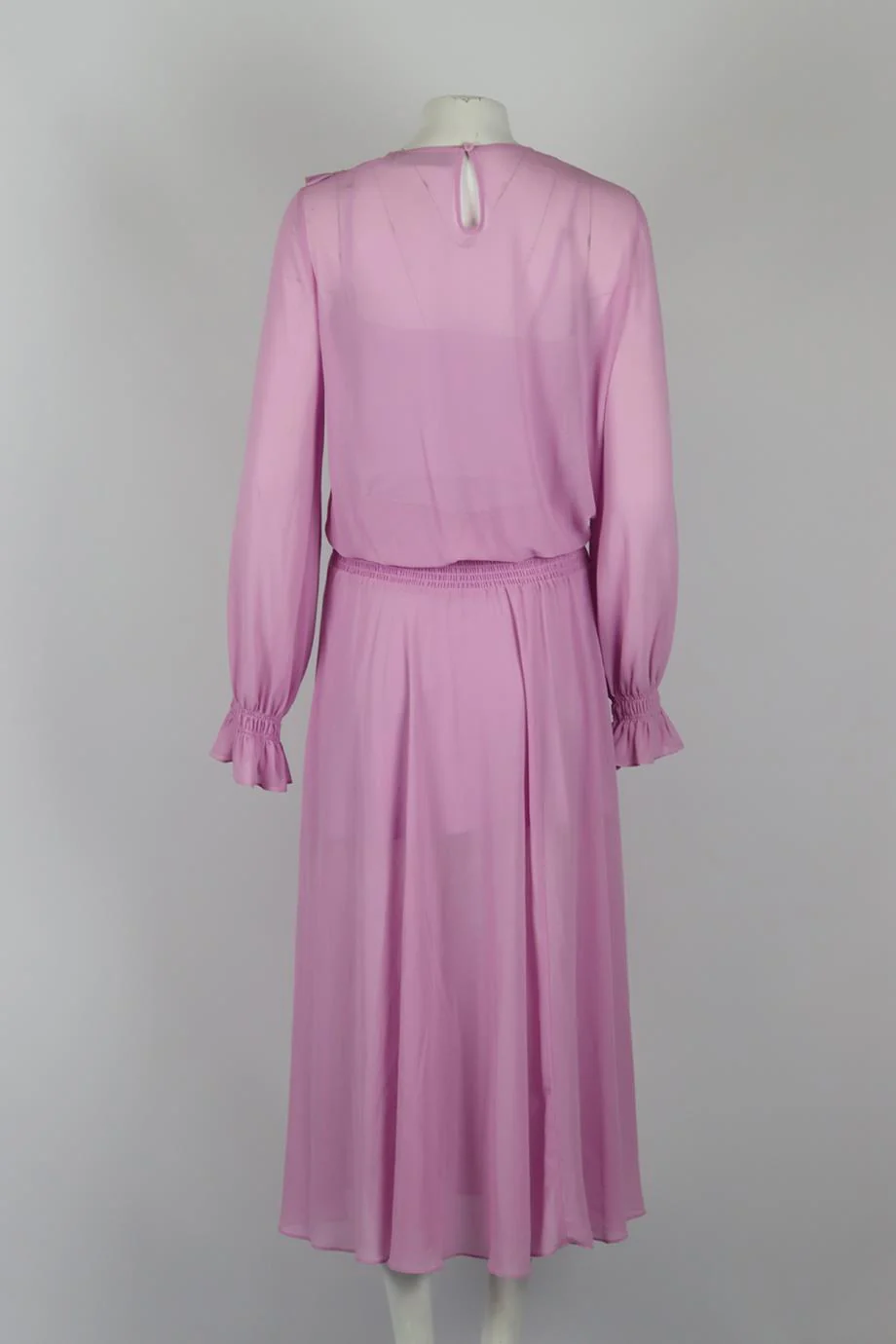 PREEN LINE BY THORNTON BREGAZZI SMOCKED CHIFFON MIDI DRESS MEDIUM - Image 4