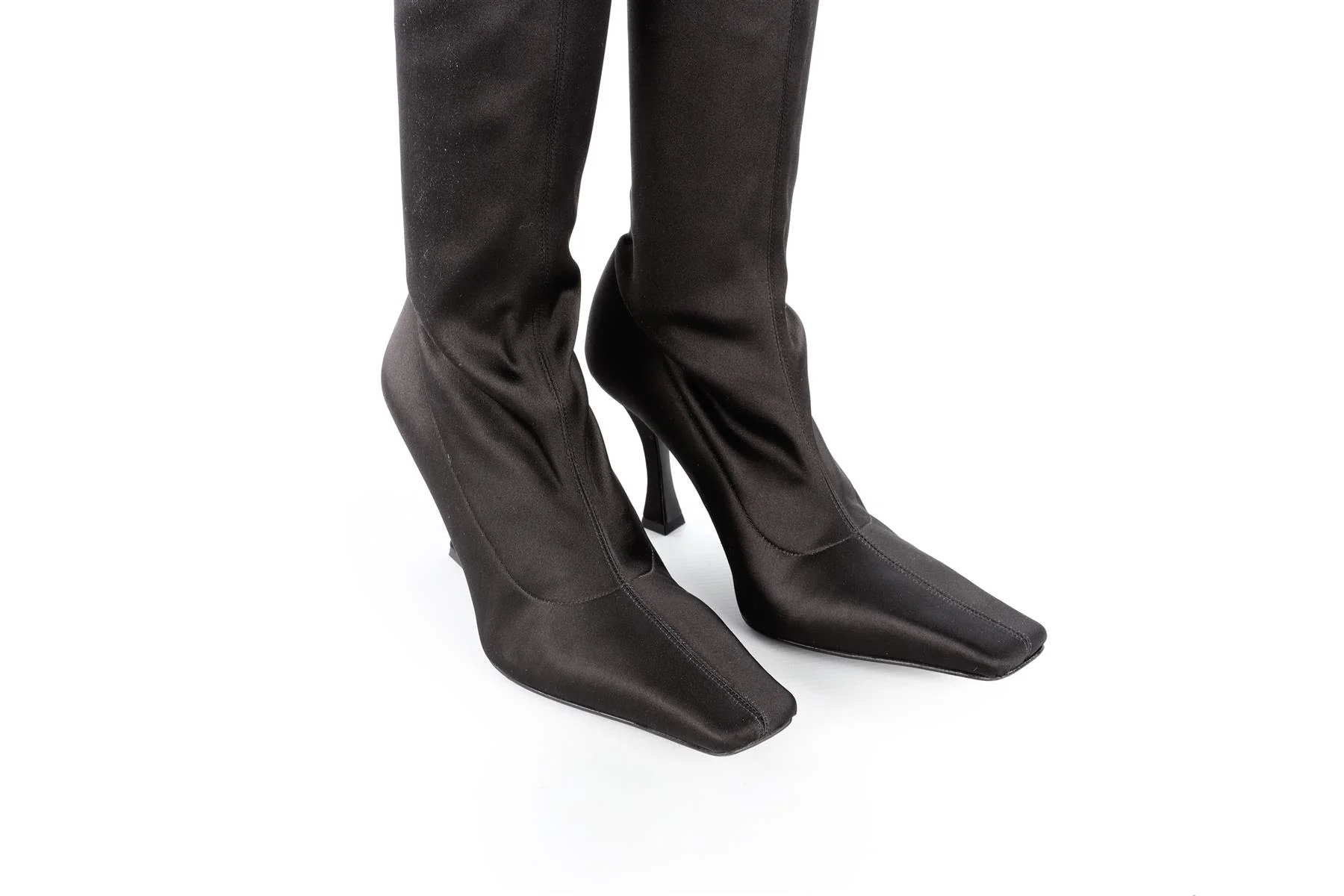 PROENZA SCHOULER BLACK SATIN OVER THE KNEE BOOTS EU 38.5 UK 5.5 US 8.5 - Image 4