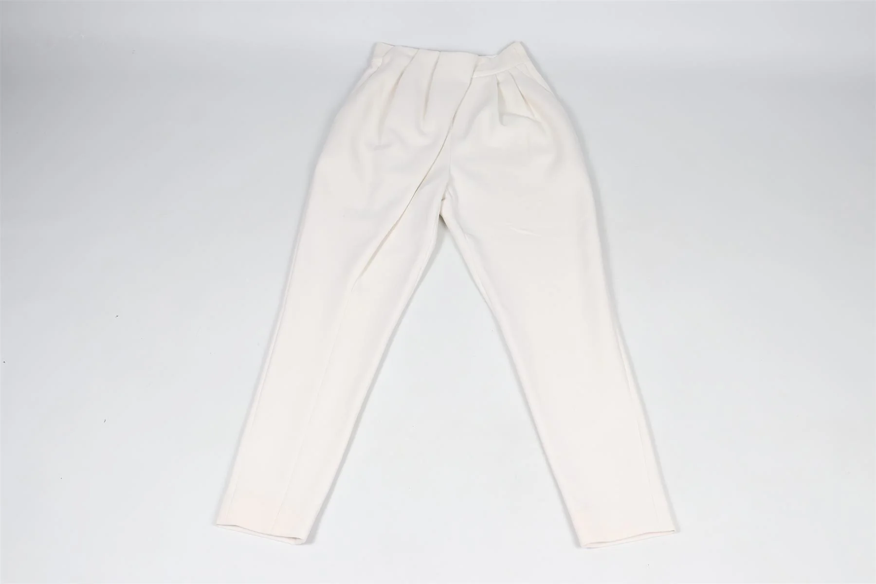 PROENZA SCHOULER CREAM WOOL AND COTTON BLEND TAPERED PANTS US 2 UK 6 - Image 2