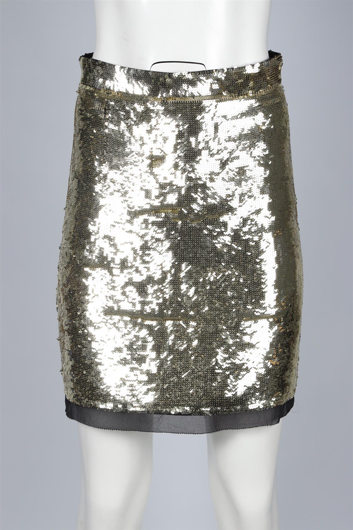 PROENZA SCHOULER GOLD SEQUIN MINI SKIRT US 2 UK 6 - Image 2
