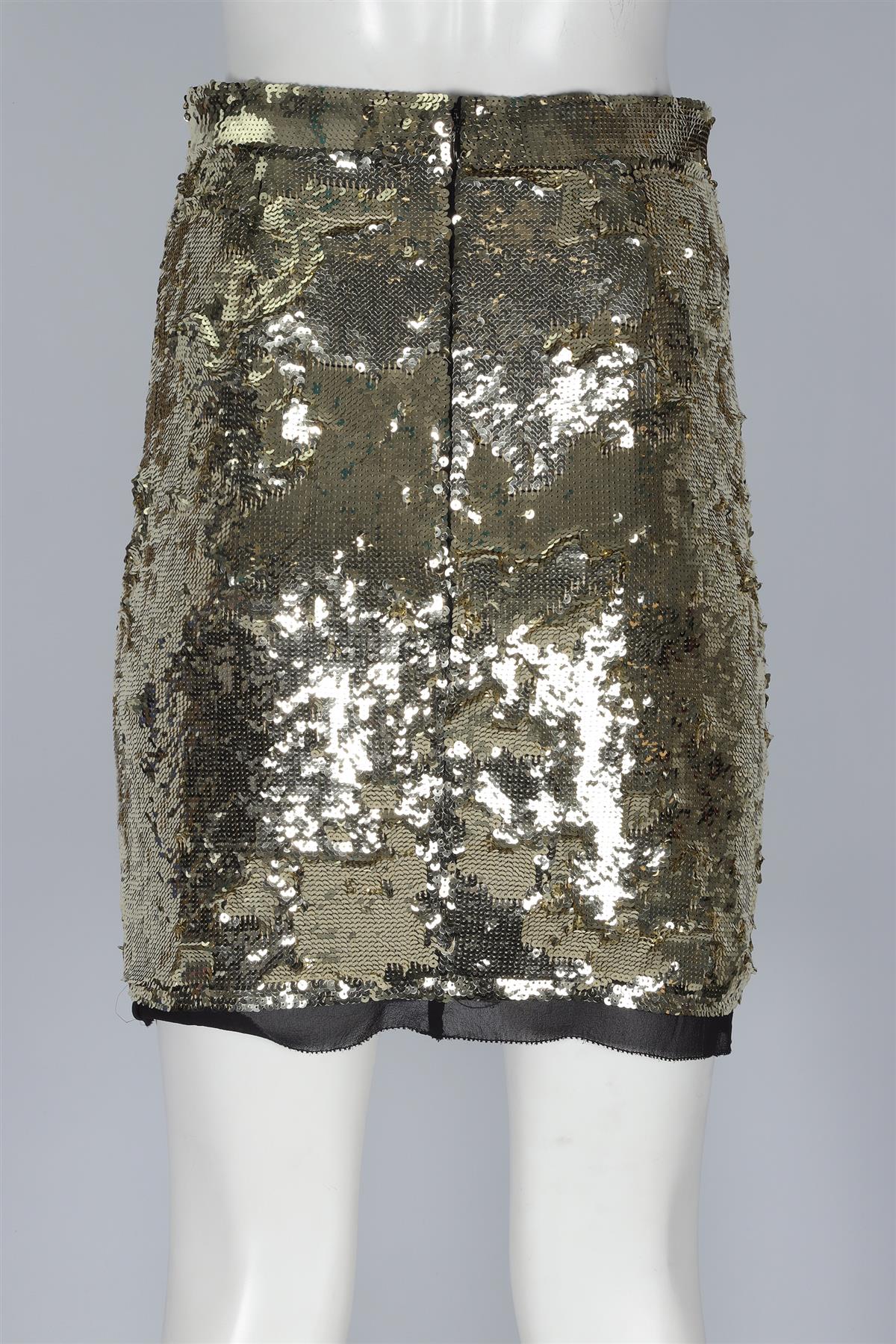 PROENZA SCHOULER GOLD SEQUIN MINI SKIRT US 2 UK 6 - Image 4