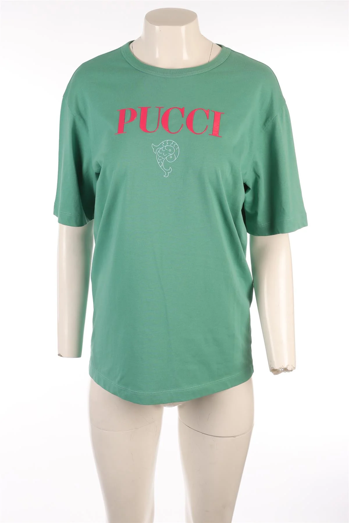 PUCCI GREEN COTTON T-SHIRT SMALL - Image 2