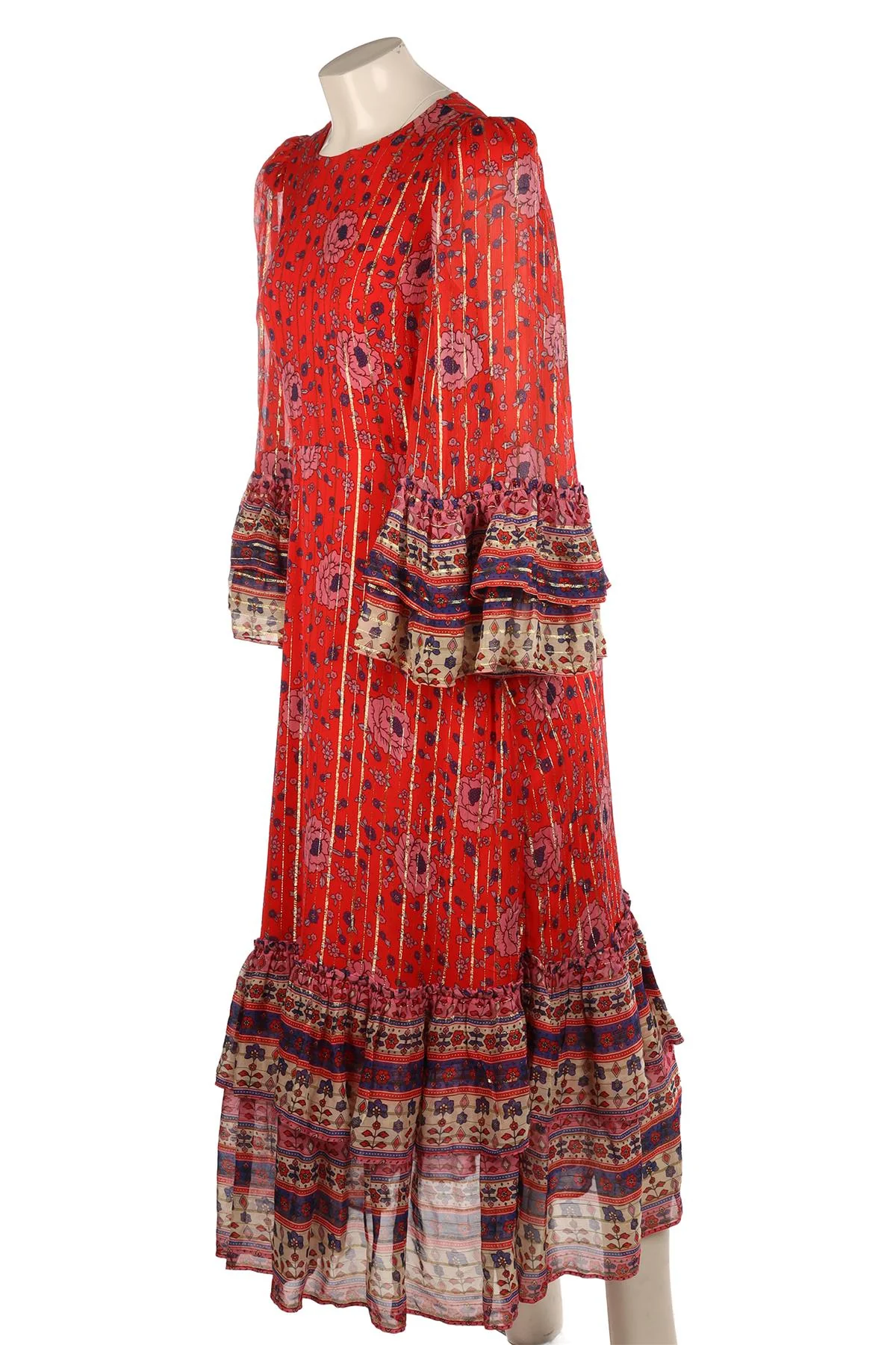 QUEENS OF ARCHIVE RED CREPE MAXI DRESS MEDIUM - Image 3