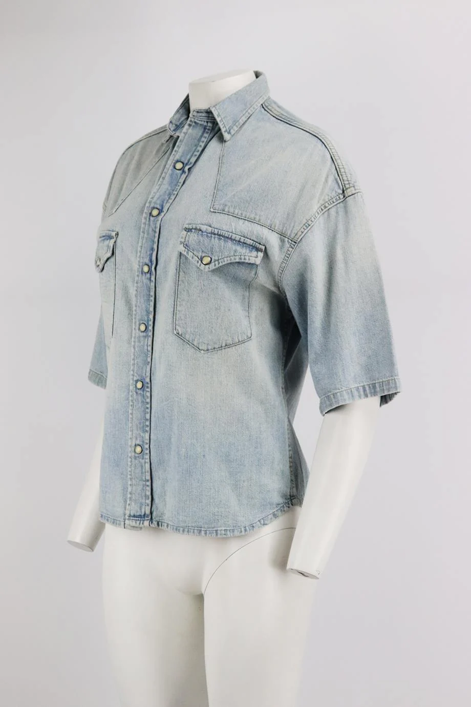 R13 DISTRESSED DENIM SHIRT SMALL - Image 3