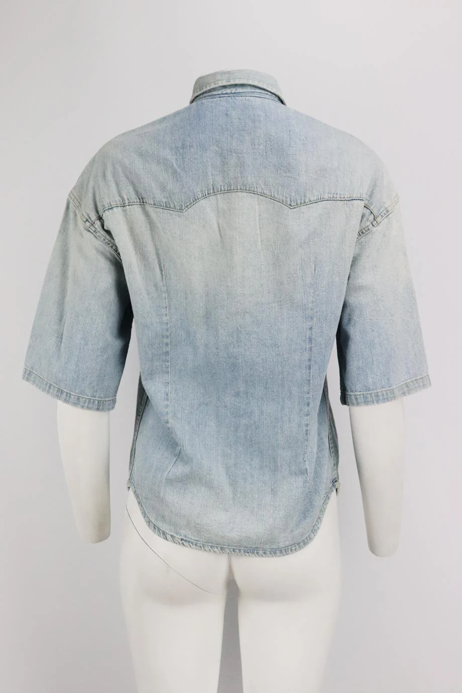 R13 DISTRESSED DENIM SHIRT SMALL - Image 4