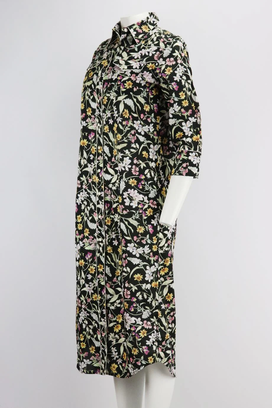 R13 FLORAL PRINT COTTON MIDI DRESS SMALL - Image 3