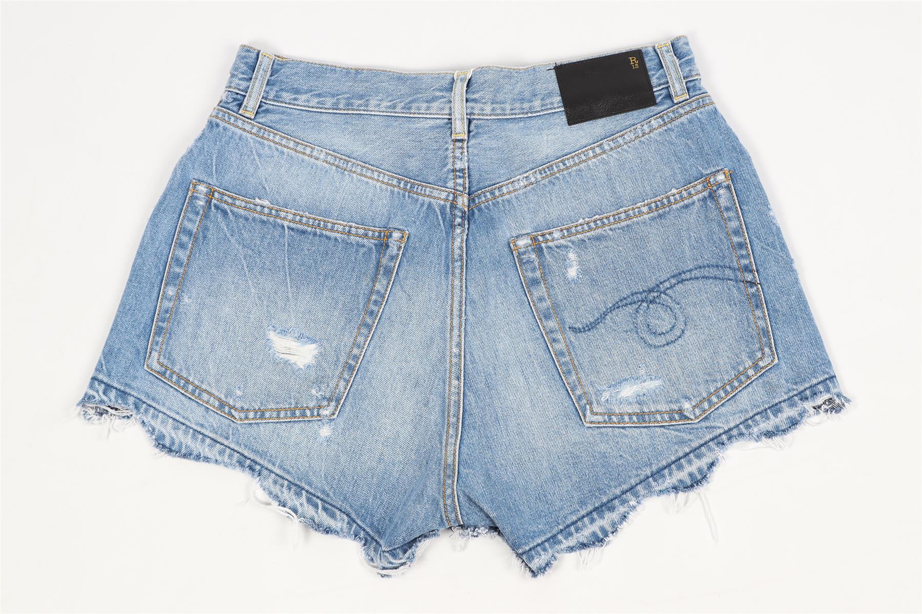 R13 HIGH RISE DENIM SHORTS W27 UK 8-10 - Image 4