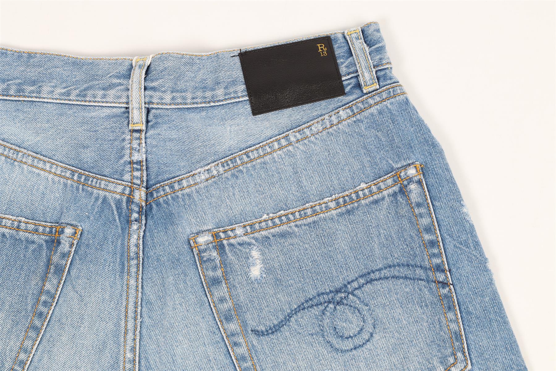 R13 HIGH RISE DENIM SHORTS W27 UK 8-10 - Image 5