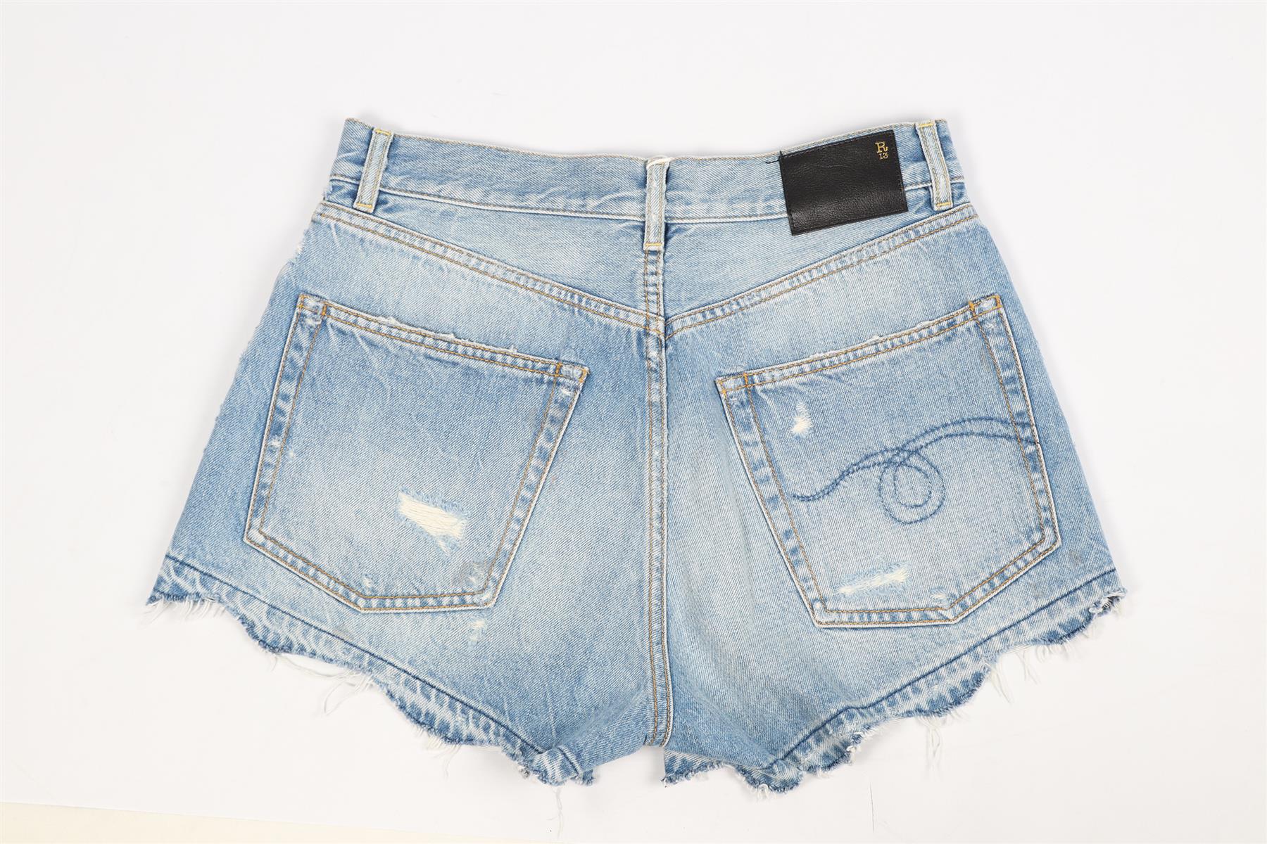 R13 HIGH RISE DENIM SHORTS W27 UK 8-10 - Image 4
