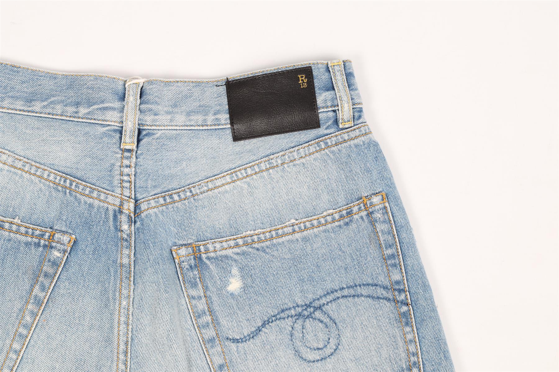 R13 HIGH RISE DENIM SHORTS W27 UK 8-10 - Image 5