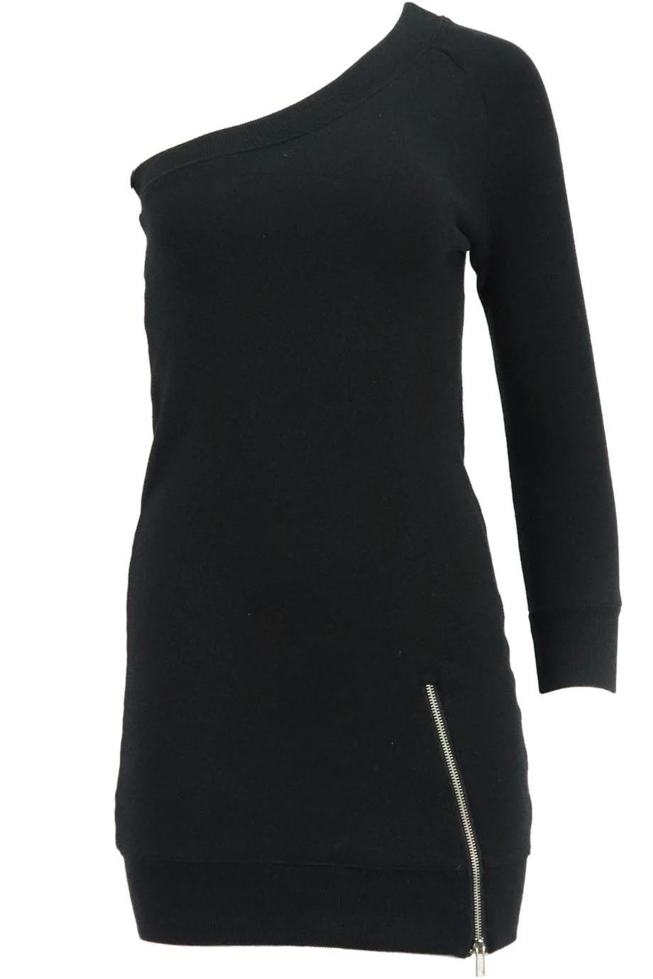 R13 ONE SHOULDER COTTON TERRY MINI DRESS XSMALL - Image 7