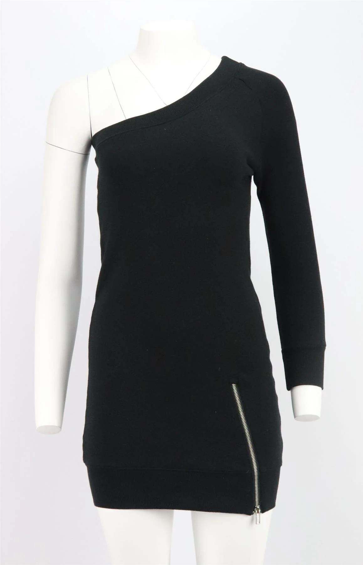 R13 ONE SHOULDER COTTON TERRY MINI DRESS XSMALL - Image 8