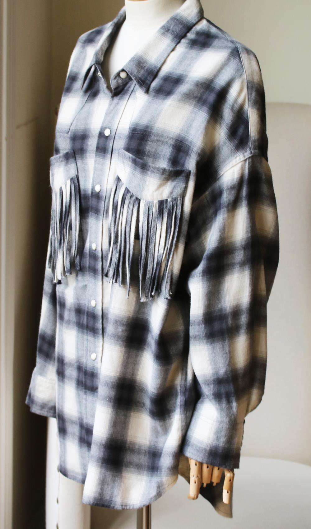R13 WESTERN FRINGE COTTON BLEND SHIRT SMALL - Image 3