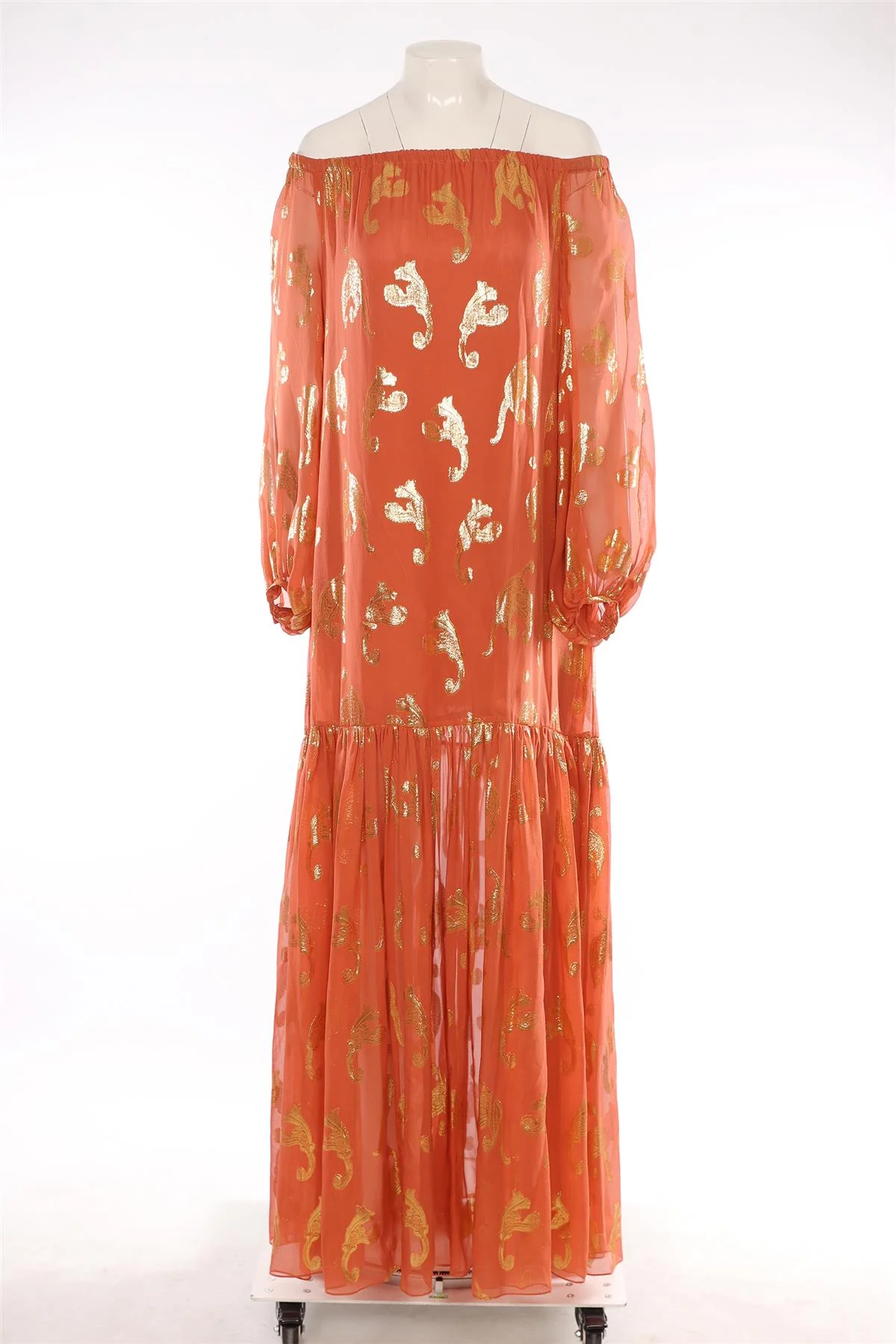 RACHEL ZOE ORANGE SILK MAXI DRESS US 4 UK 8 - Image 2