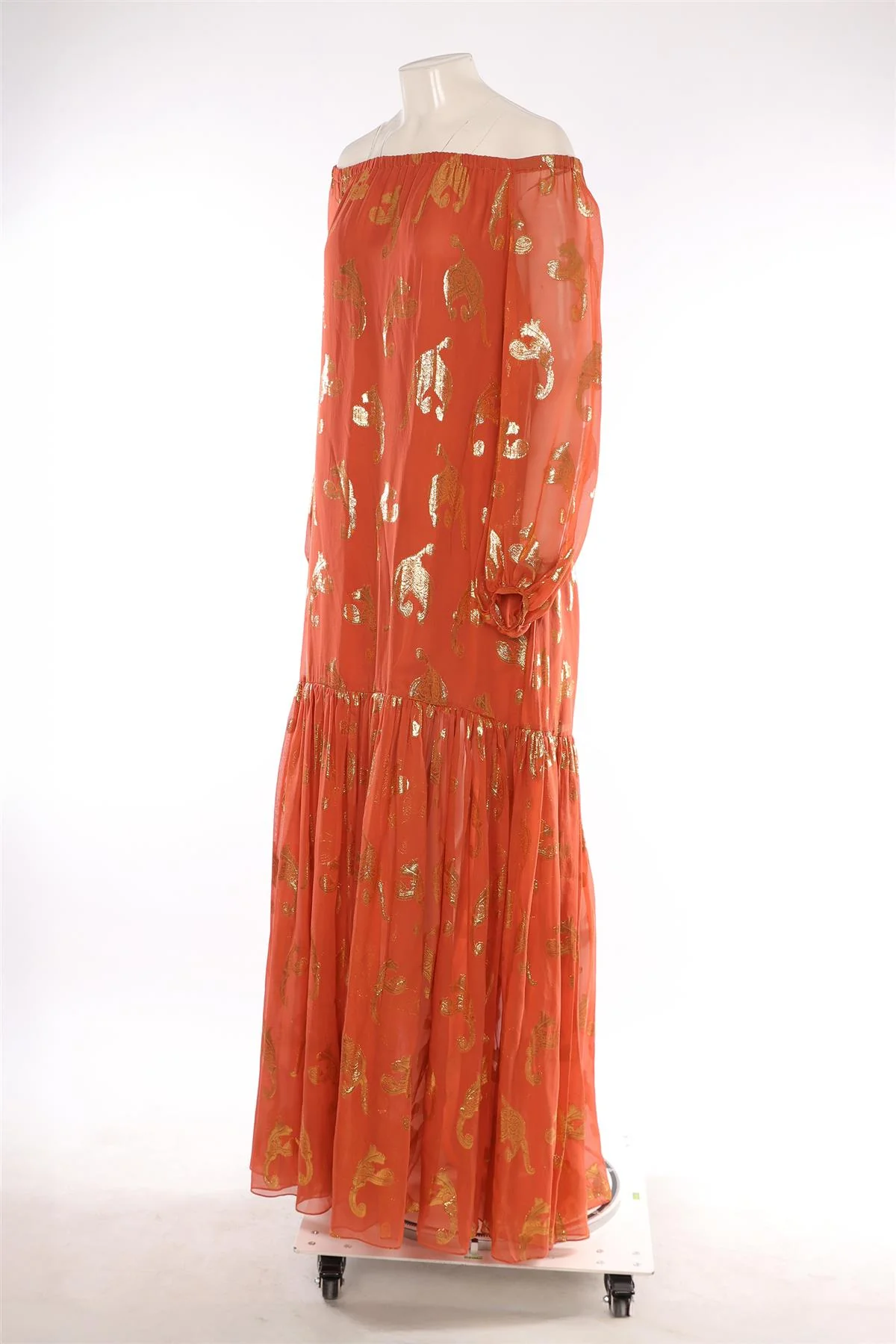 RACHEL ZOE ORANGE SILK MAXI DRESS US 4 UK 8 - Image 3