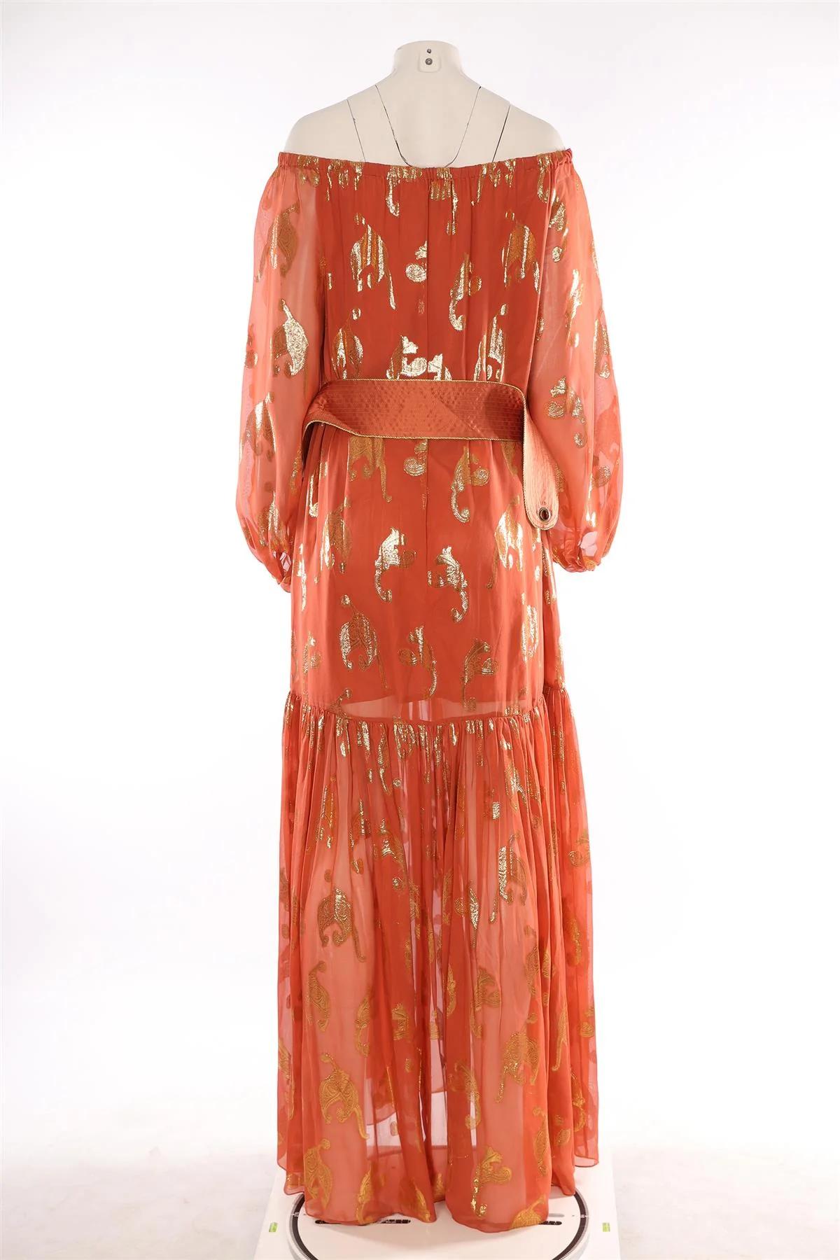 RACHEL ZOE ORANGE SILK MAXI DRESS US 4 UK 8 - Image 4