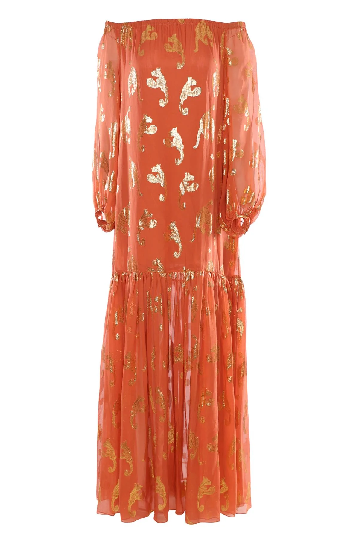 RACHEL ZOE ORANGE SILK MAXI DRESS US 4 UK 8 - Image 4