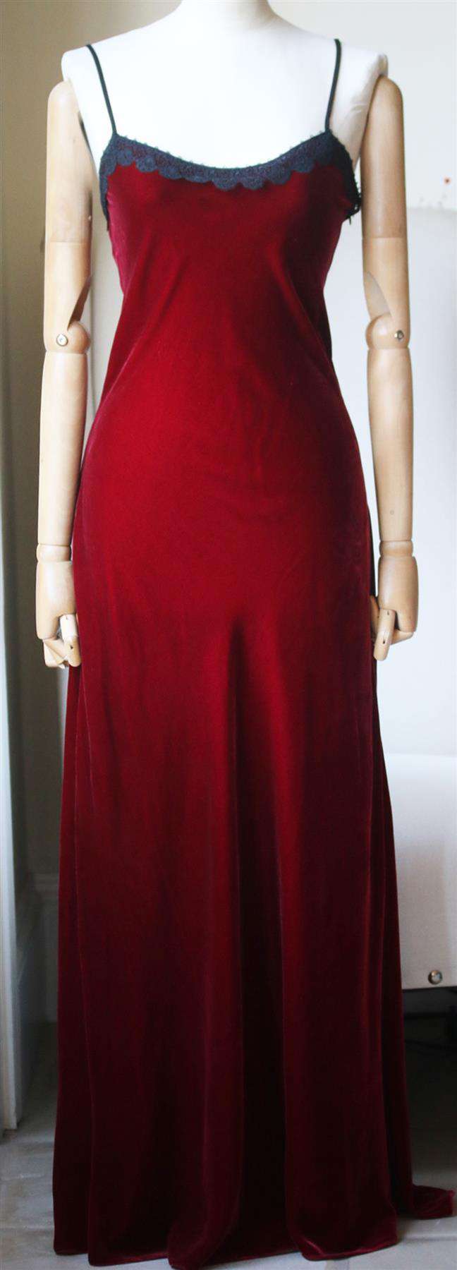 RACIL MANN LACE TRIMMED VELVET DRESS FR 40 UK 12 - Image 2