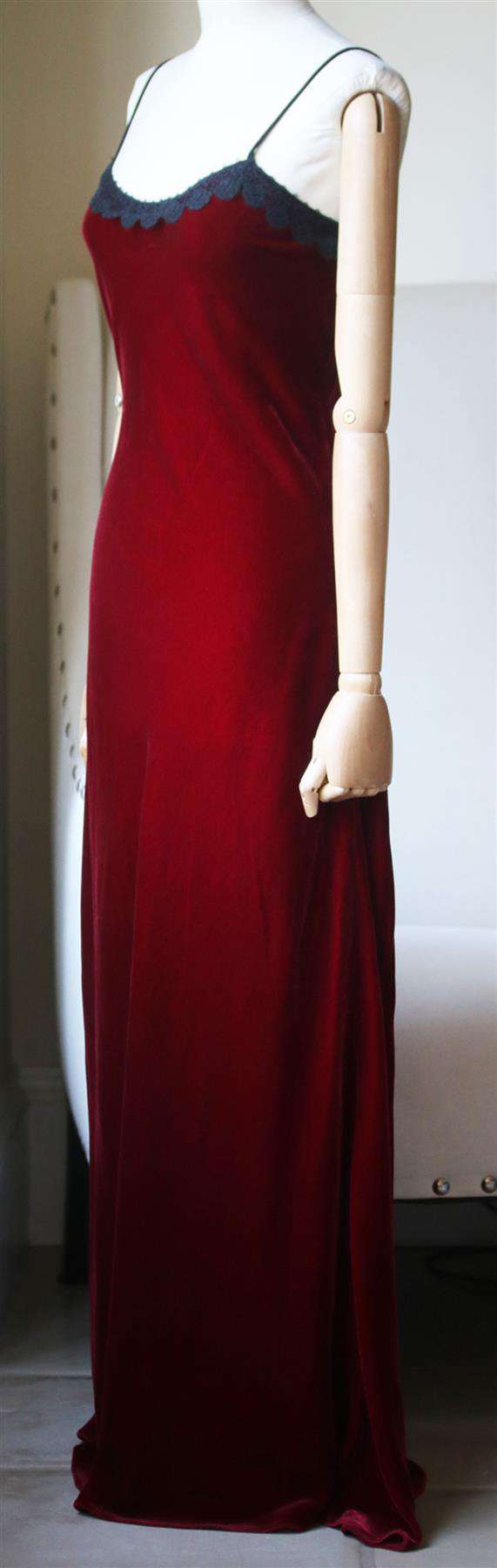 RACIL MANN LACE TRIMMED VELVET DRESS FR 40 UK 12 - Image 3