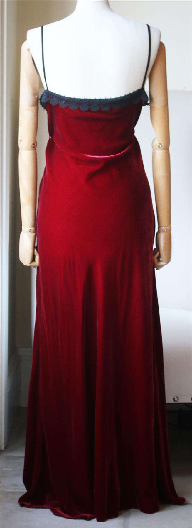 RACIL MANN LACE TRIMMED VELVET DRESS FR 40 UK 12 - Image 4