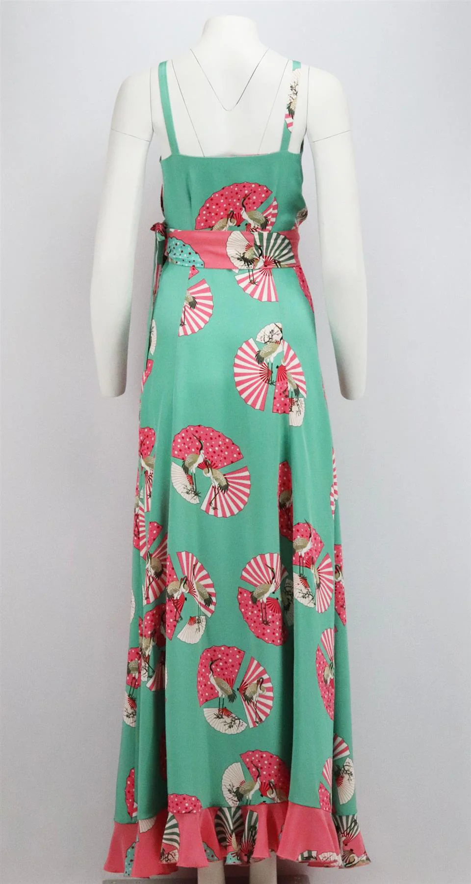 RACIL RUFFED PRINTED SILK CREPE DE CHINE MAXI DRESS FR 34 UK 6 - Image 4