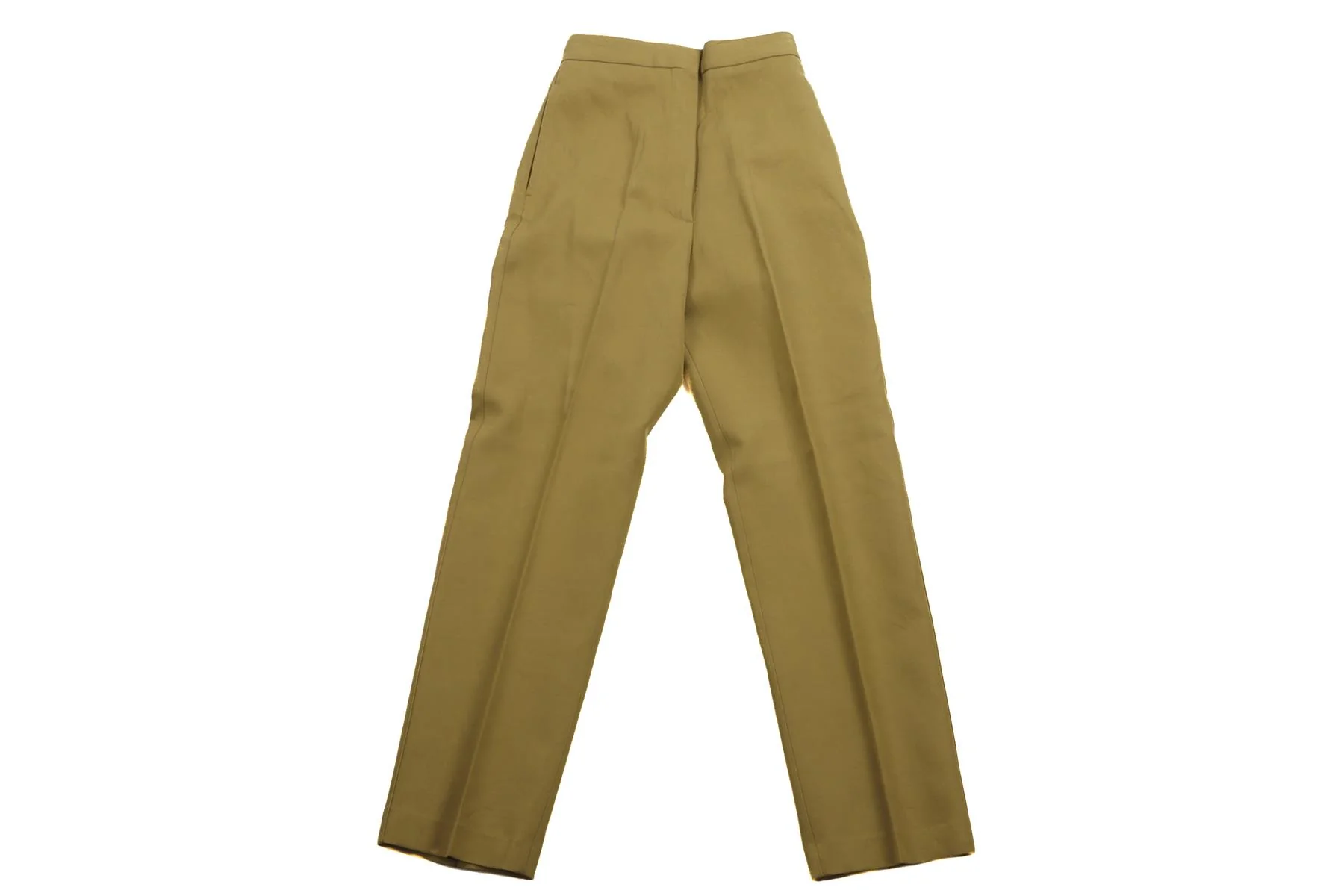 RAEY GREEN COTTON STRAIGHT LEG PANTS UK 6 - Image 2