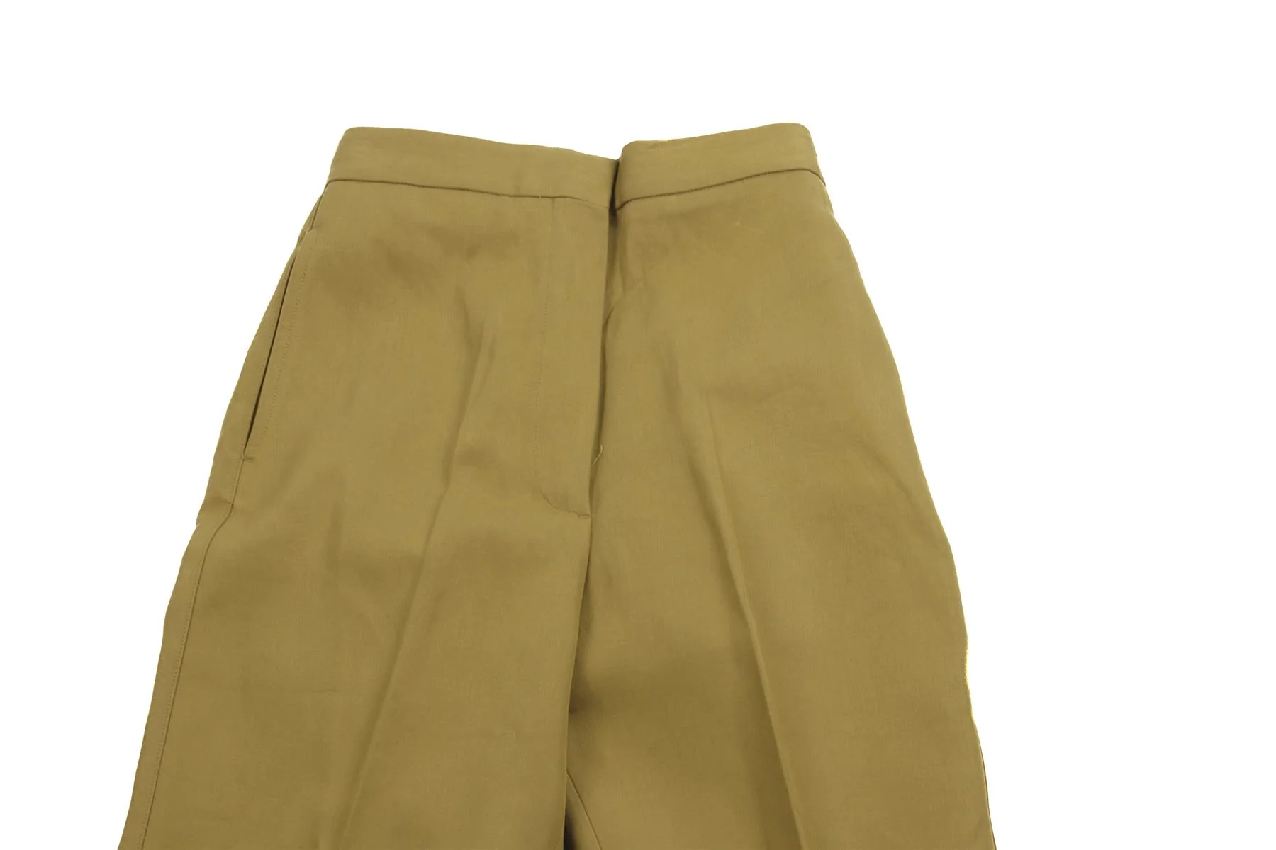 RAEY GREEN COTTON STRAIGHT LEG PANTS UK 6 - Image 3