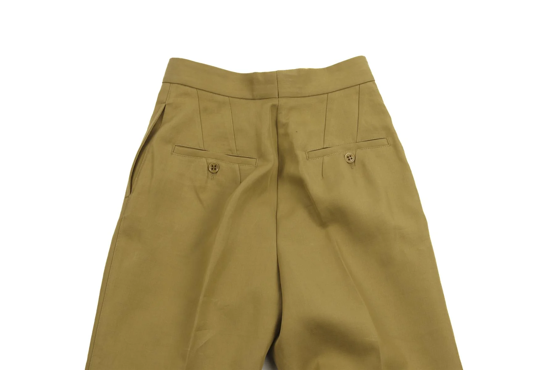 RAEY GREEN COTTON STRAIGHT LEG PANTS UK 6 - Image 5