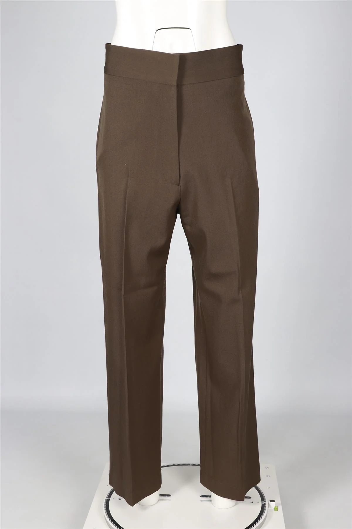 RAEY GREEN WOOL BLEND STRAIGHT LEG PANTS UK 10 - Image 2