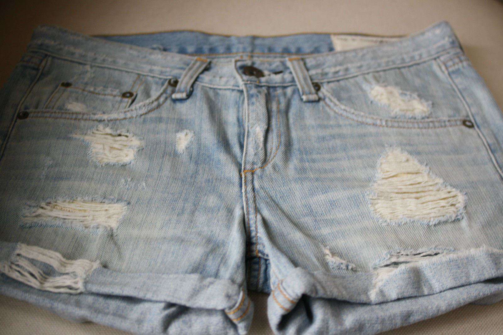 RAG AND BONE BOYFRIEND CLIFFS REBEL DENIM CUTOFF SHORTS W24 UK 6 - Image 5