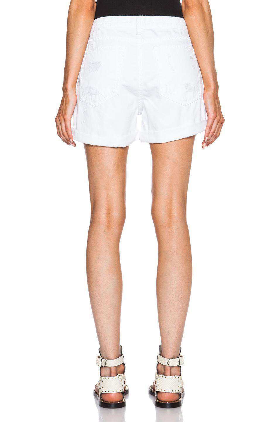 RAG AND BONE BOYFRIEND WHITE DENIM CUTOFF SHORTS W24 UK 6 - Image 8