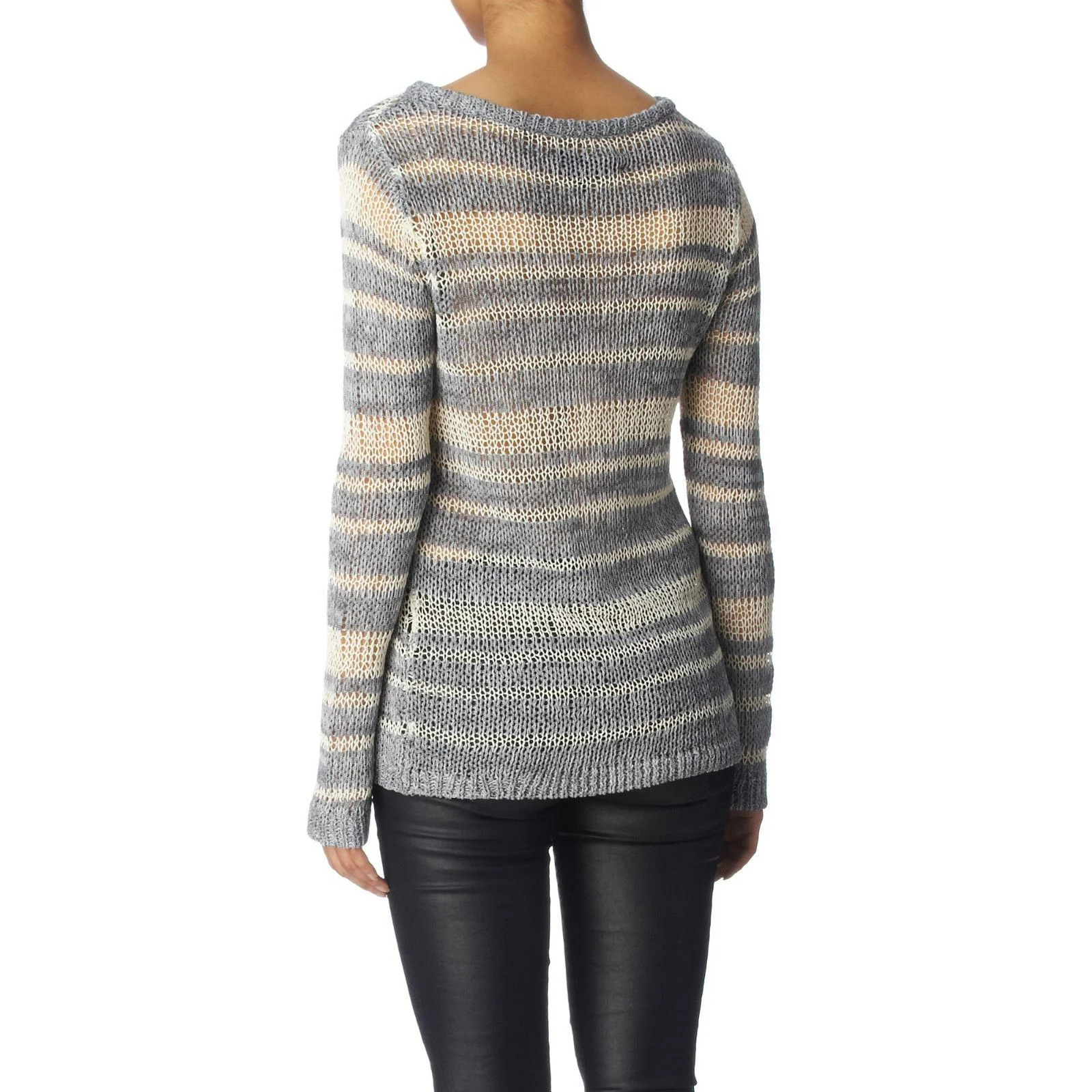 RAG AND BONE CATERINA GREY CREAM STRIPED SWEATER XS - Image 11