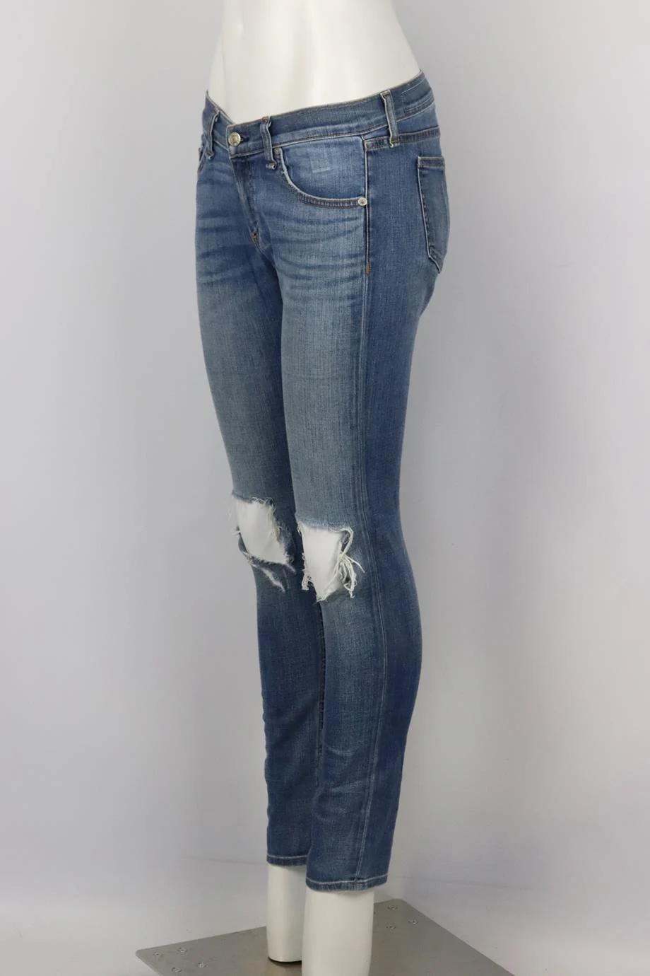 RAG AND BONE DISTRESSED LOW RISE SKINNY JEANS W26 UK 8 - Image 3