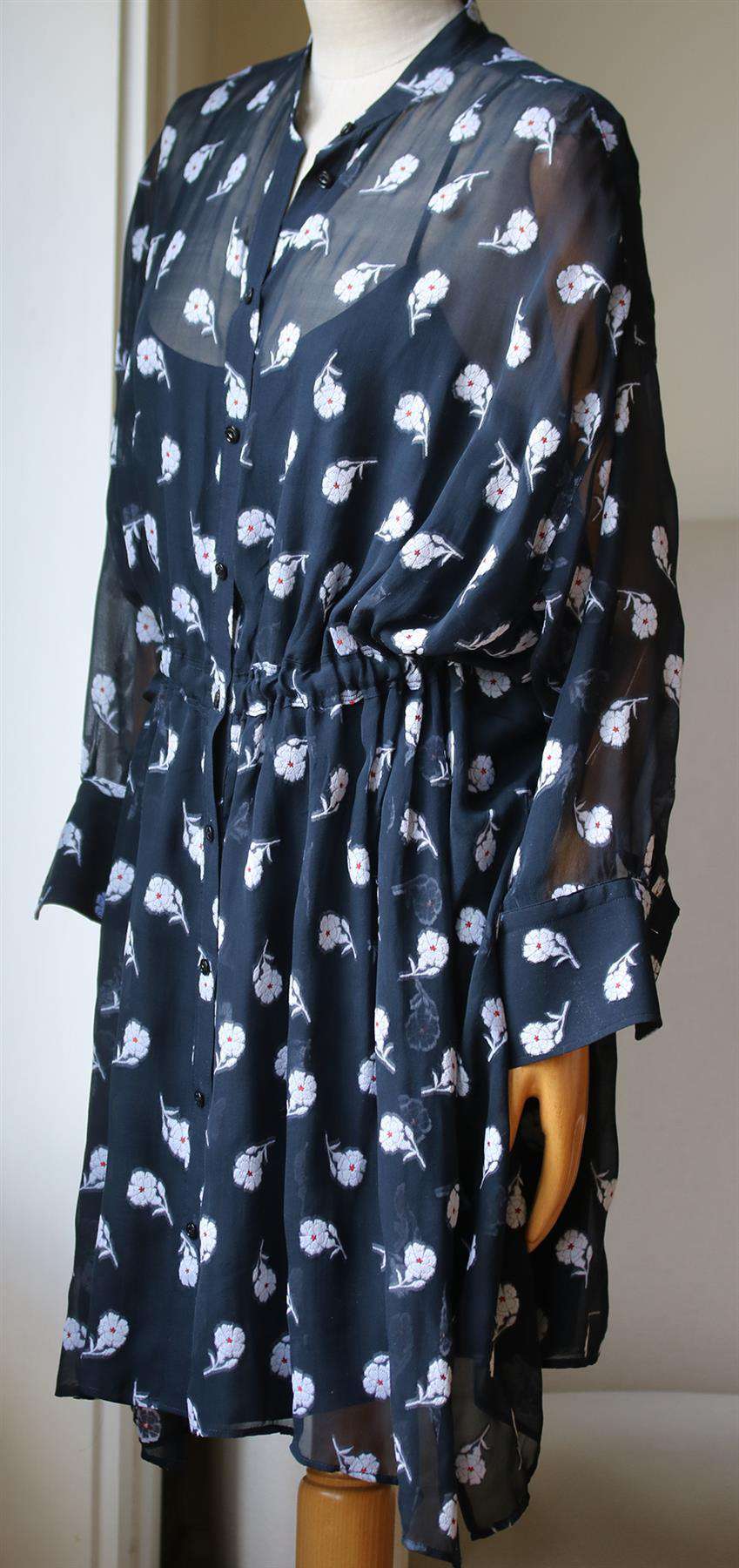 RAG AND BONE ELODIE FIL COUPÉ SILK BLEND DRESS LARGE - Image 3