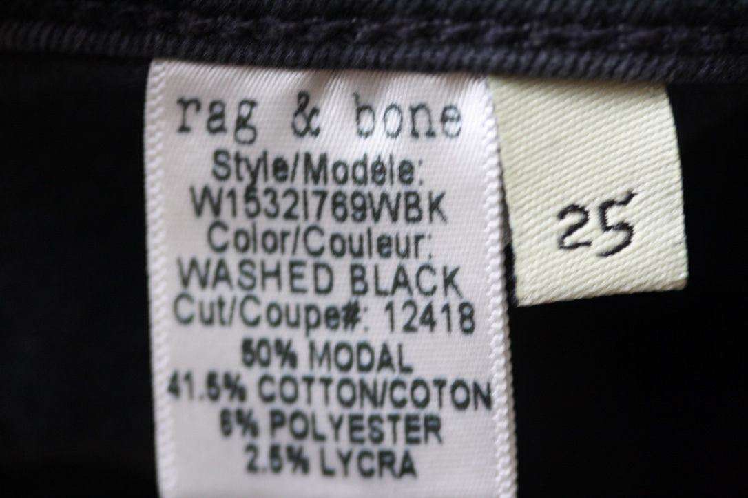 RAG AND BONE HIGH RISE WASHED BLACK LEGGING JEANS W25 UK 6/8 - Image 3