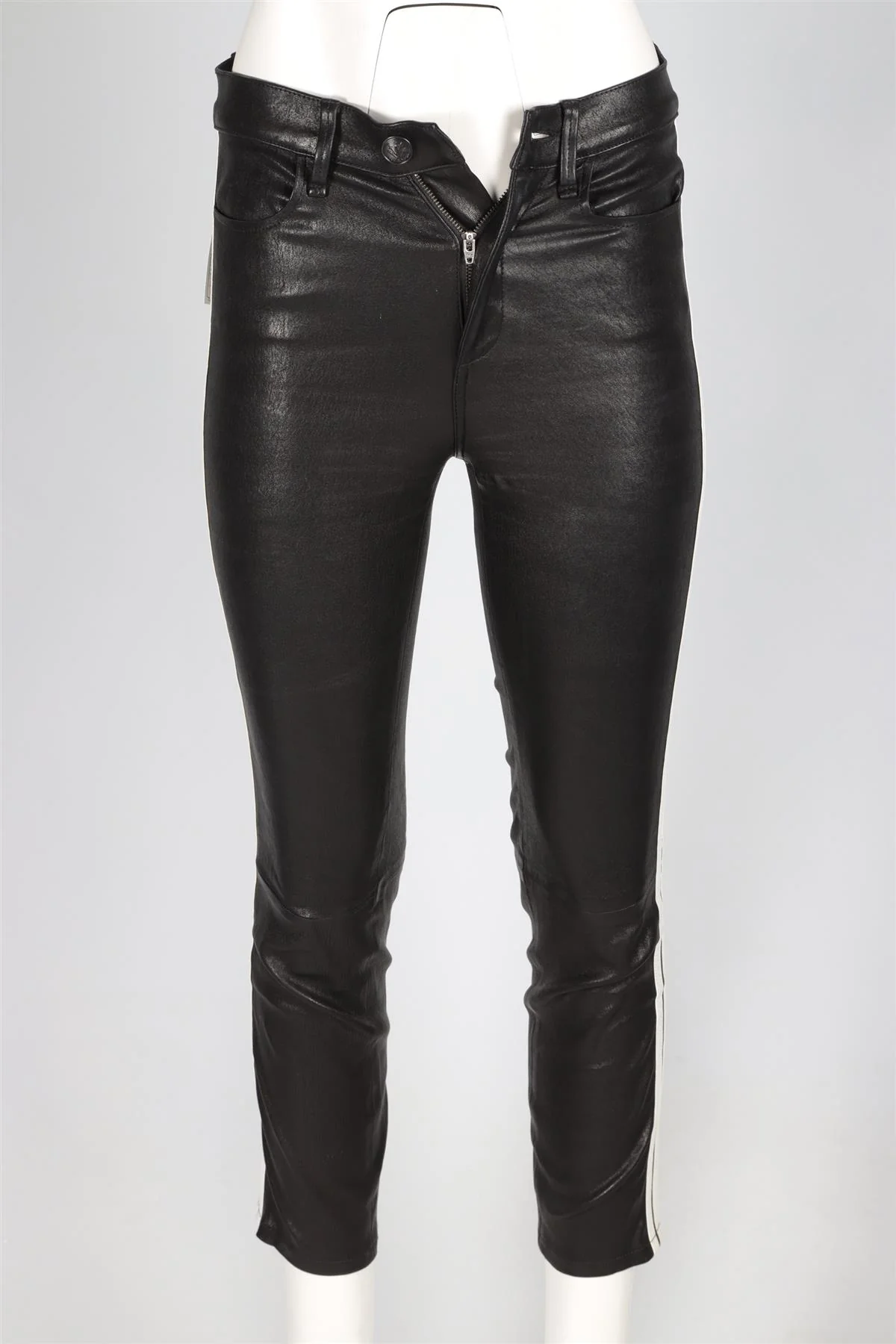 RAG & BONE BLACK LEATHER SKINNY PANTS W28 UK 10 - Image 2