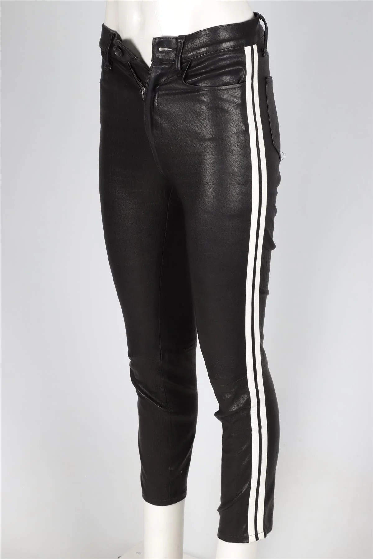 RAG & BONE BLACK LEATHER SKINNY PANTS W28 UK 10 - Image 3