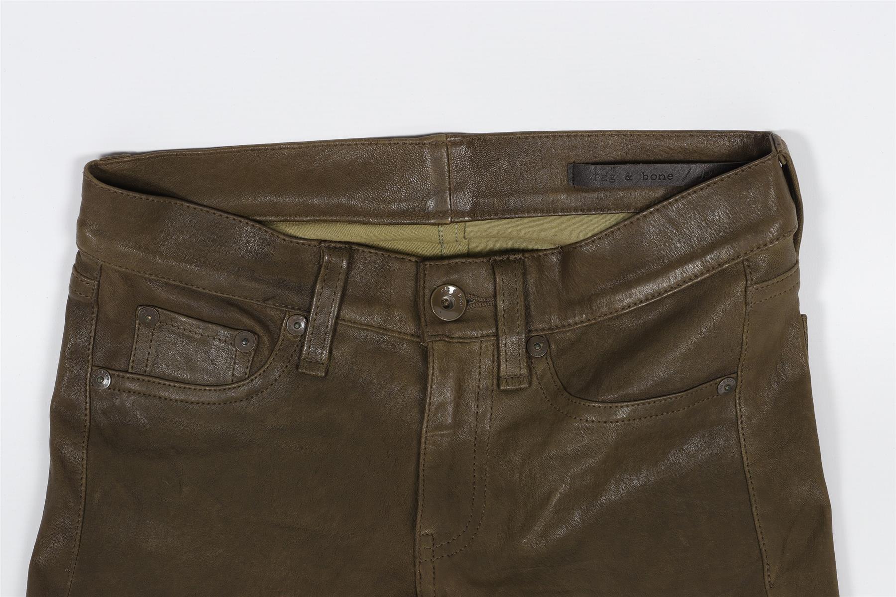 RAG & BONE GREEN LEATHER SKINNY PANTS W 29 UK 10-12 - Image 3