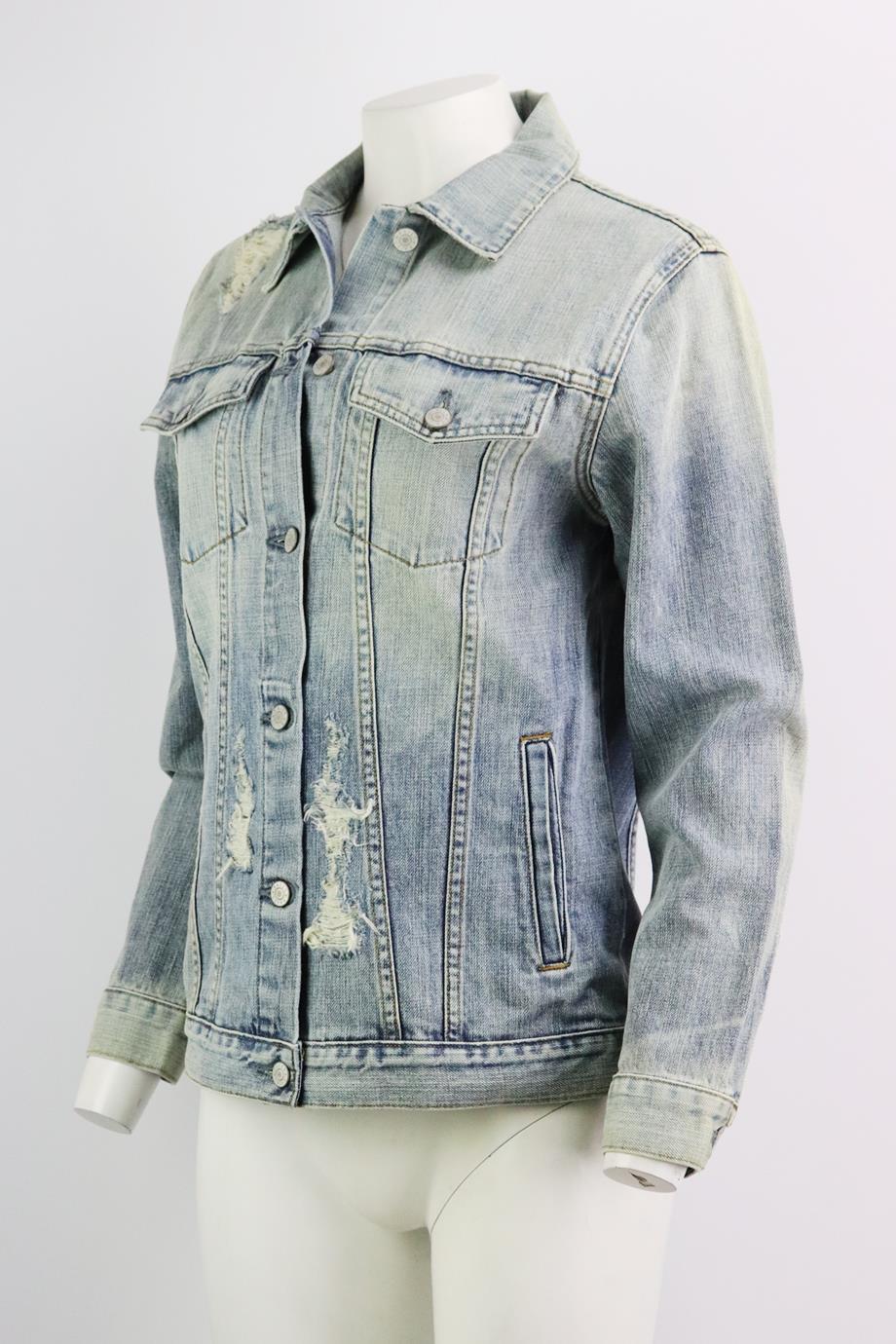 RAILS APPLIQU?D DISTRESSED DENIM JACKET SMALL - Image 3
