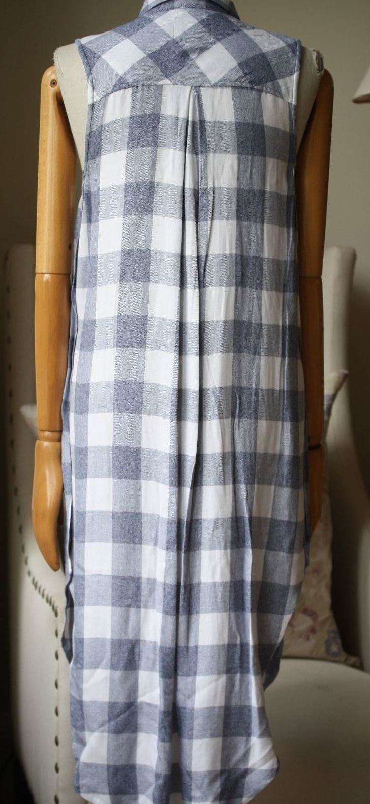 RAILS JORDYN PLAID SLEEVELESS HIGH-LOW RIVER WHITE SHIRT TUNIC DRESS SMALL - Image 4