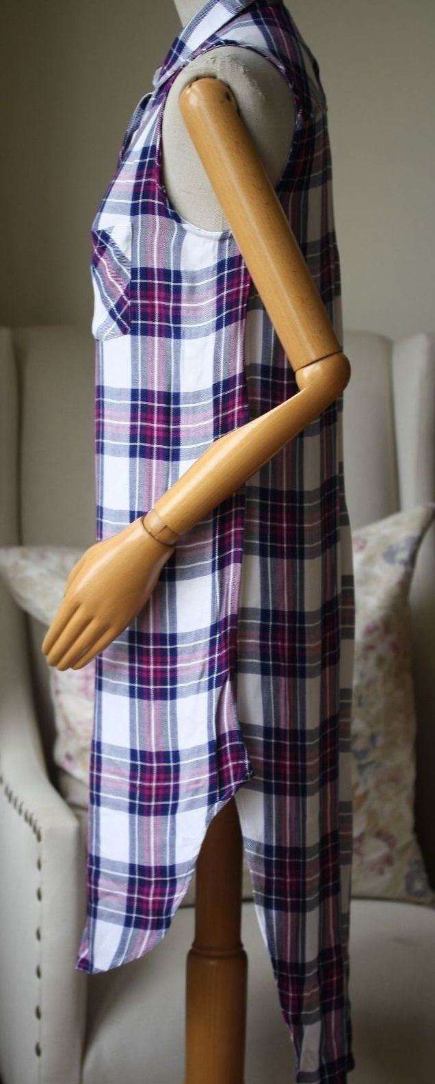 RAILS JORDYN PLAID SLEEVELESS HIGH-LOW SHIRT TUNIC DRESS MEDIUM - Image 3