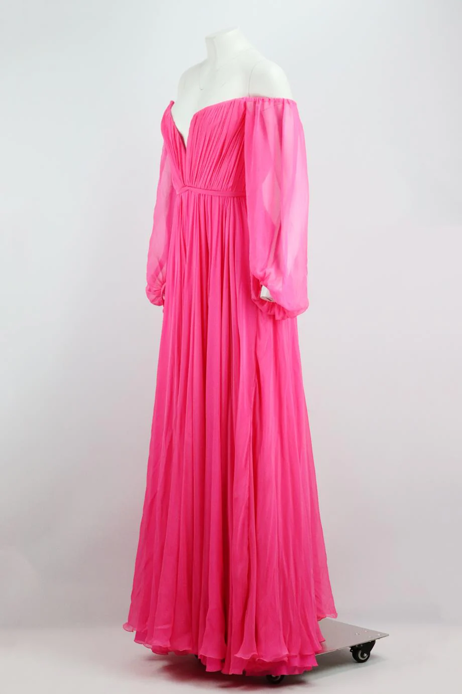 RALPH AND RUSSO CUSTOM DRAPED SILK CHIFFON GOWN FR 36 UK 8 - Image 3