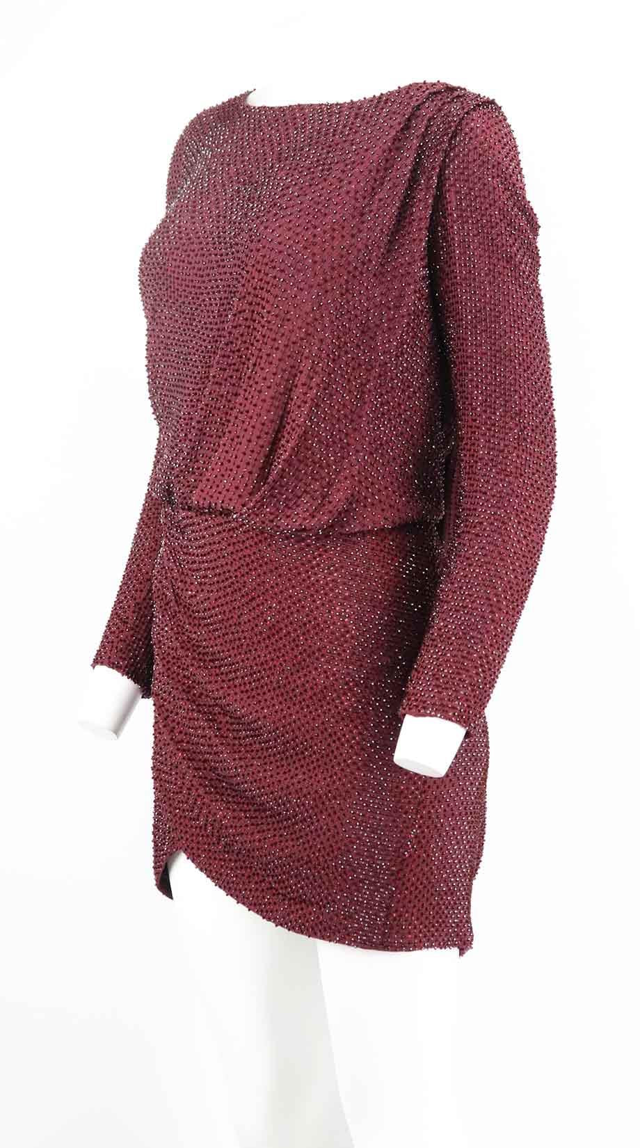 RALPH AND RUSSO ONE SHOULDER EMBELLISHED SILK MINI DRESS LARGE - Image 3
