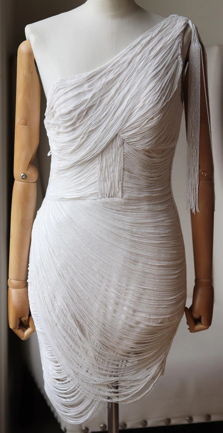 RALPH AND RUSSO ONE SHOULDER EMBELLISHED SILK MINI DRESS SMALL - Image 2