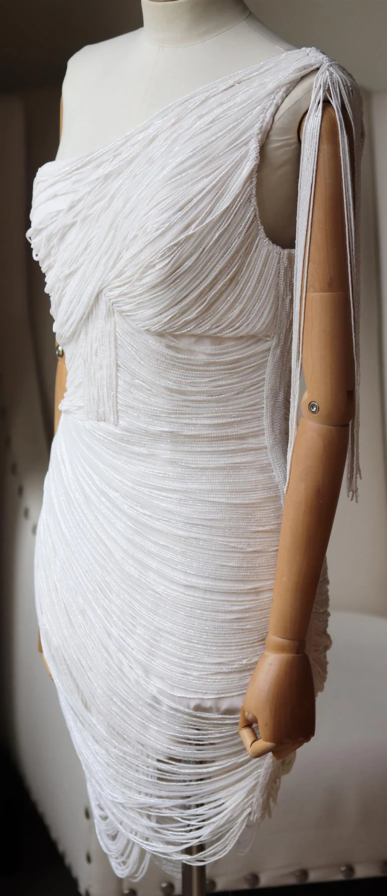 RALPH AND RUSSO ONE SHOULDER EMBELLISHED SILK MINI DRESS SMALL - Image 3
